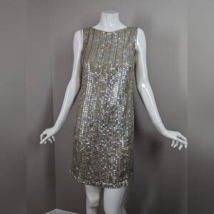 Alice + Olivia Sequin Shift Dress – Size 2 – 100% Silk Lined